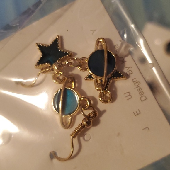 Space planet earrings - Picture 2 of 5